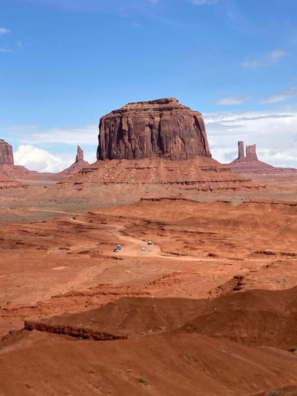 A red stone mesa in Monument Valley.