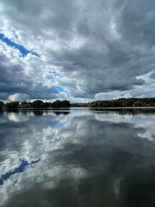 Cloud reflection on a lake.